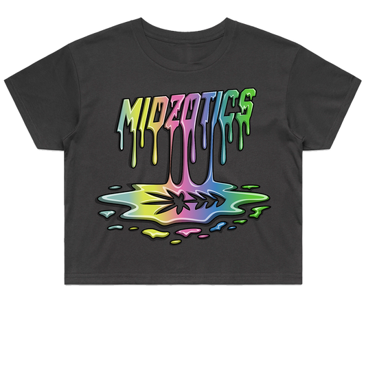 DRIP LOGO CROP TEE - GREY - MIDZOTICS
